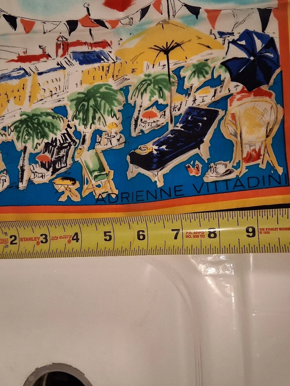 VTG Adrienne Vittadini 100% Silk Scarf Riviera Resort Novelty Print 11x50